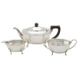 A George VI silver three piece tea set,