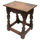 A 19th century oak joint stool in 17th century style