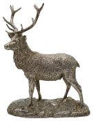 A modern filled silver model of a stag