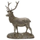 A modern filled silver model of a stag