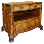 An early 20th century George II style walnut and burr walnut serpentine library cabinet c.1900