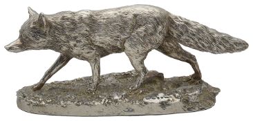 A modern filled silver model of a fox