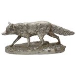 A modern filled silver model of a fox
