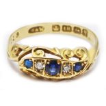 An early 20th c sapphire, diamond and 18ct yellow gold ring