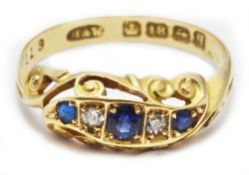 An early 20th c sapphire, diamond and 18ct yellow gold ring
