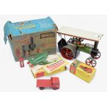 A small group of Dinky Toys and a Mamod Traction Engine,