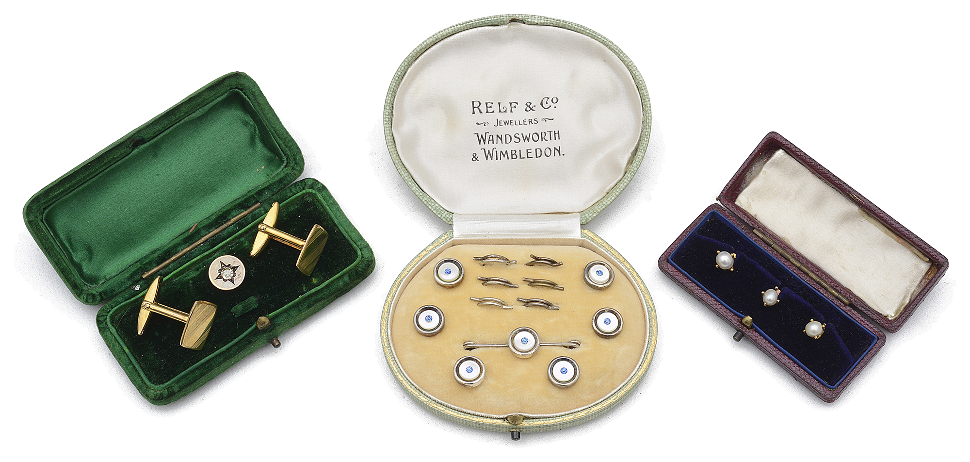 A Victorian diamond set stud together with various studs and cufflinks