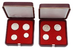 Elizabeth II 1961 and 1965 silver Maundy sets in fitted cases