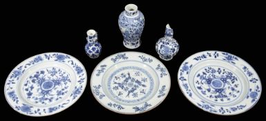 A small collection of 19th century Chinese blue and white porcelain