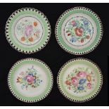 Four early 19th century Welsh pottery ribbon plates c.1820