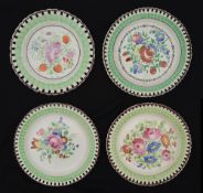 Four early 19th century Welsh pottery ribbon plates c.1820