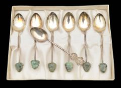 A set of six Chinese silver coffee spoons