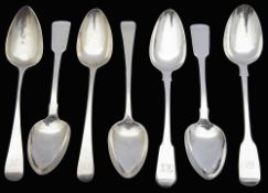 A selection of George III and later tablespoons