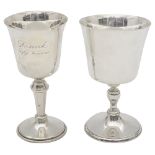 A modern Britannia standard silver goblet and another silver goblet