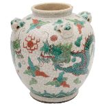A late 19th or early 20th century Chinese famille verte crackle glaze vase