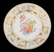 A porcelain plate c.1810 decorated in the manner of William Billingsley