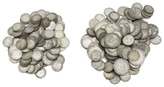 A selection of Victorian and later silver coins, mostly threepences, and other assorted coins