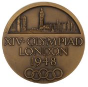 A bronze 1948 London Olympics Games participation medal,