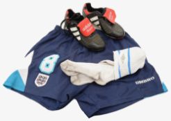 Shorts and socks worn by Paul Gascoigne in Euro'96; Adidas Predator football boots w. 'Gazza' tongue