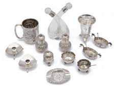 A collection of Victorian and later silver and plated items