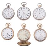 A collection of six pocket watches