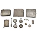 A collection of silver, silver plate and other items,