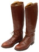 A pair of Vintage Burberry dark tan leather riding boots