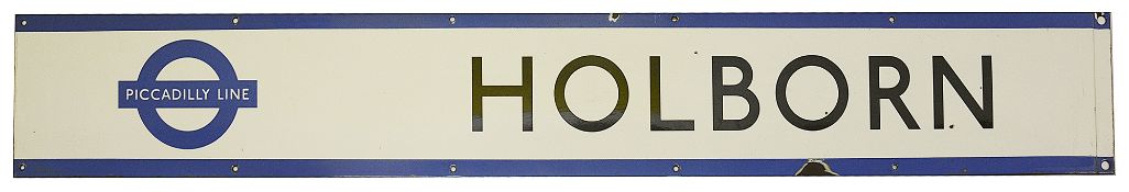 A London Underground enamel station frieze sign for Holborn