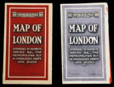Two 1920s Metropolitan Railway pocket Maps of London