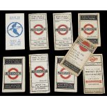 Nine 1910/20s folding pocket maps for London transport,comprising a 1916 General Omnibus Map of some