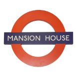 A modern London Underground roundel sign for Mansion House