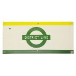 A London Underground enamel station frieze sign for 'DISTRICT LINE',yellow and green edging and