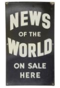 A News of the World enamel advertisement sign