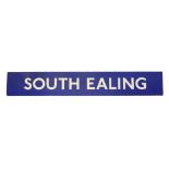 A London Underground enamel station sign displaying 'SOUTH EALING'