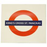 A London Underground enamel roundel for Kings Cross St. Pancras