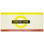 A London Underground enamel station frieze sign for 'CIRCLE LINE',yellow and maroon edging for the