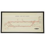 A framed BR 1944 Suburban Lines Route Diagram