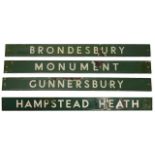 Four London Underground enamel destination plates for the District line,