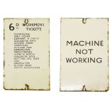 A London Underground double-sided enamel sign for a ticket machine