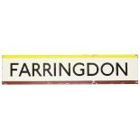 A London Underground enamel station frieze sign for Farringdon