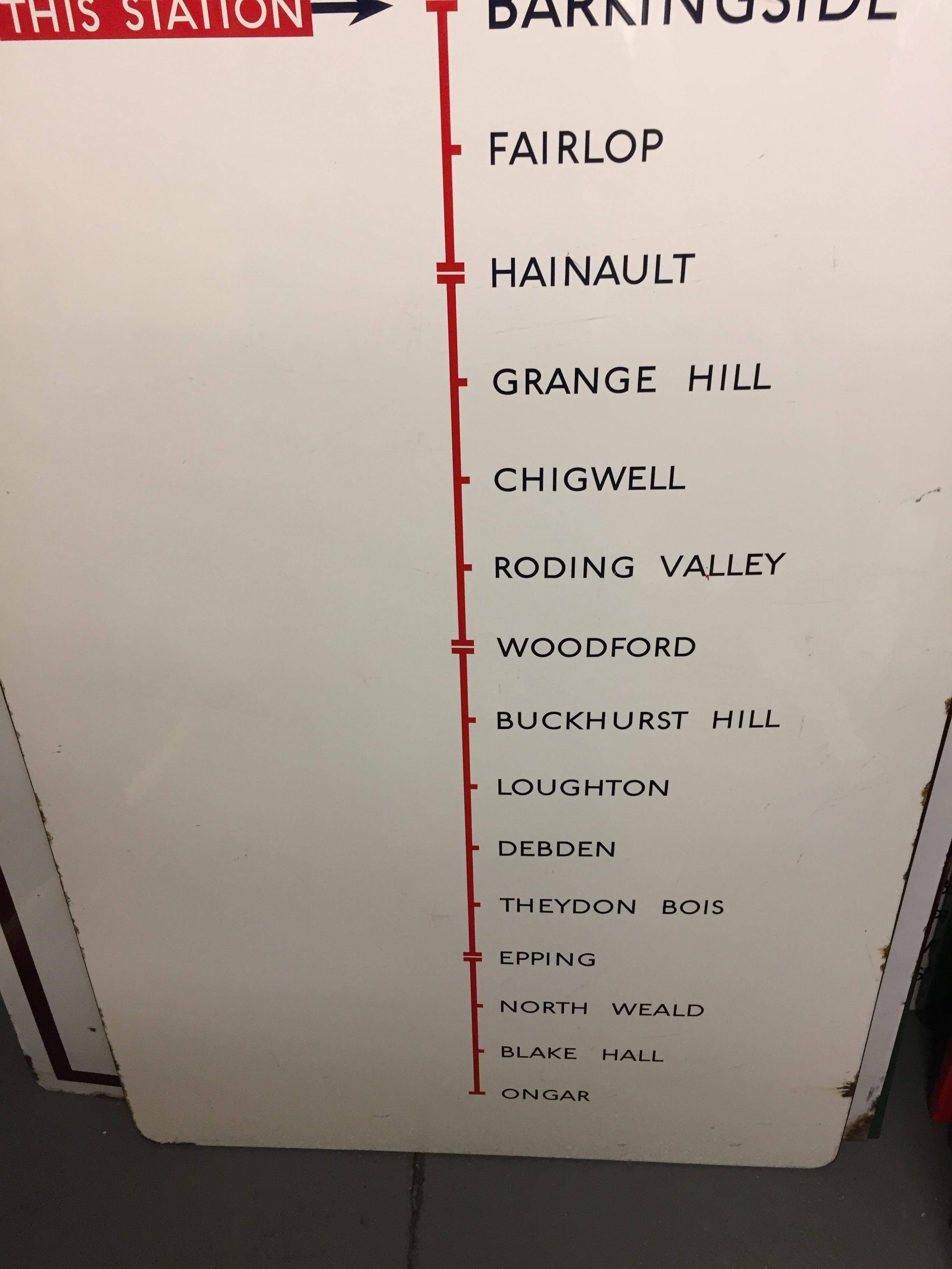 A large London Underground enamel directional sign for the Central Line from Barkingside station, - Image 2 of 4