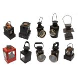 A collection of British Railway and other signal lamps and lanternsto include four three-lens lamps,