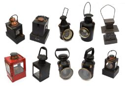A collection of British Railway and other signal lamps and lanternsto include four three-lens lamps,