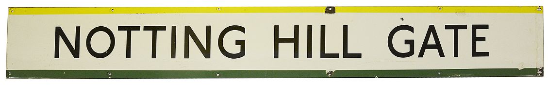 A London Underground enamel station frieze sign for Notting Hill Gate