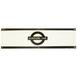 A London Underground enamel station frieze sign for 'NORTHERN LINE',black edging and roundel on