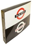 A London Transport enamel Bus and Red Arrow stop flag,1960s/70s, double sided 'boat' style flag with