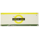 A London Underground enamel station frieze signs for 'CIRCLE LINE',yellow/black roundel on white