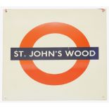 A London Underground enamel station roundel for St. John's Wood