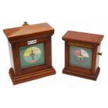 Two mahogany cased signal box line block instruments