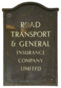 A Road Transport & General Insurance Company Limited bronze sign,